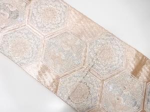 亀甲に向かい鶴模様織り出し 袋帯